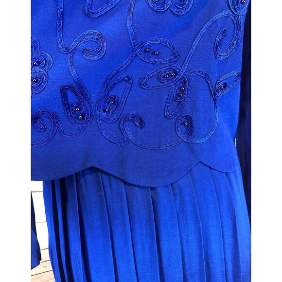 Karin Stevens VINTAGE 90's Blue Embroidered dress, looks like 2 piece size 10p - Picture 12 of 12